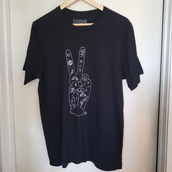 Men's Medium Black Short Sleeve Peace Tshirt - Picture 1 of 2